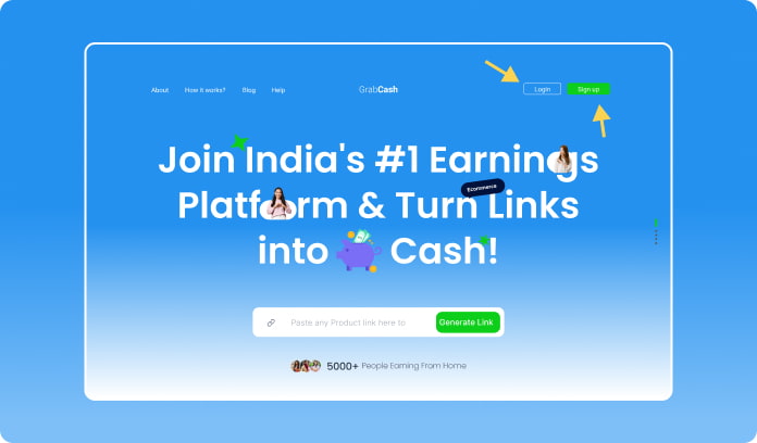 Sign up or log in at grabcash