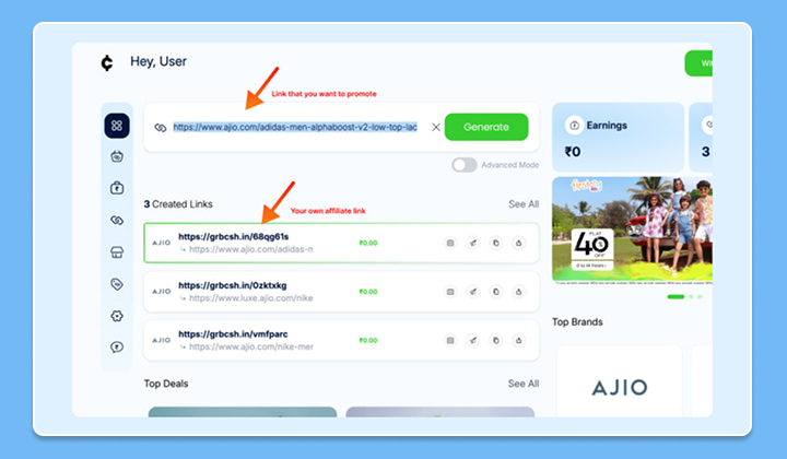 generate affiliate link