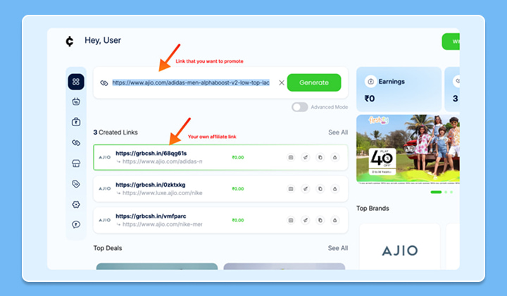 grabcash generate link