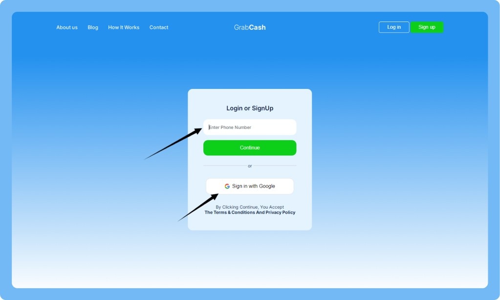 signup using mobile number