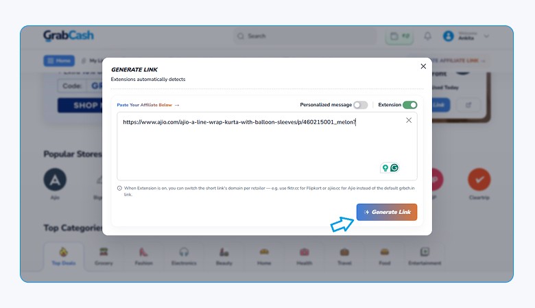 share your affiliate link